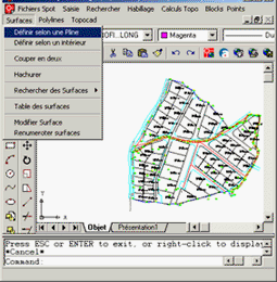 Définition du mode de mise en place des points topographiques selon leurs codes