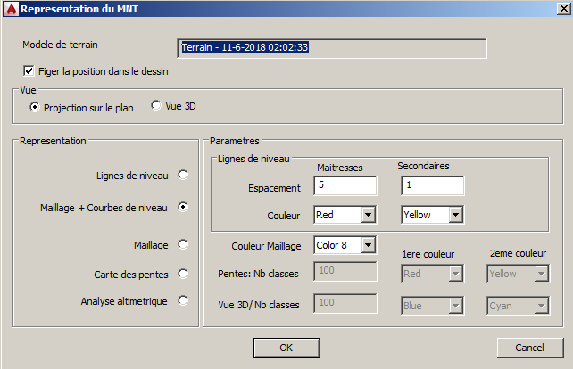 Configuration de la reprsentation du MNT